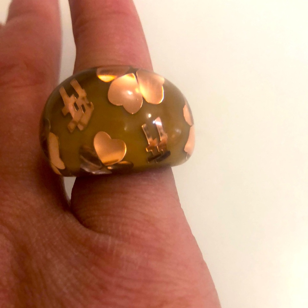 Folli Follie 5.5 Ring Bobble in Nude Clear & Rose Gold RARE unique Excellent